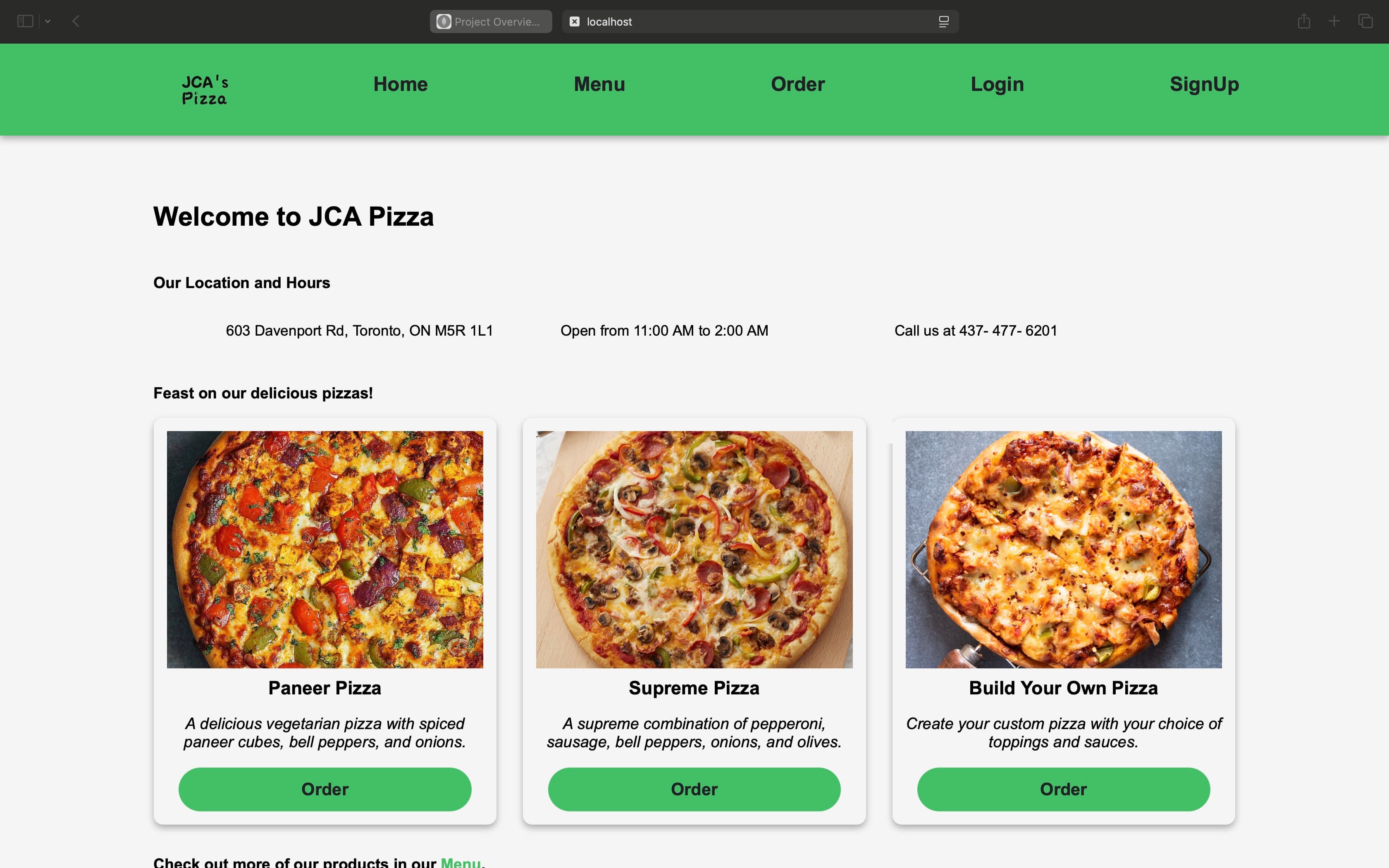 JCA Pizza - Restaurant Delivery System
